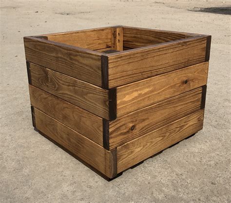 large square wooden planter boxes